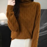 Chanyarn femenino suéter de lana 100% merino 2025 otoño invierno tortuga sólida de manga larga jersey de manga de manga larga