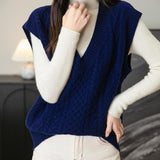 Chanyarn Women's 100% Merino Wool Sweater Vest 2025 Fall Winter Classic V Neck Cable Sleeveless Knit Sweater Tank Tops
