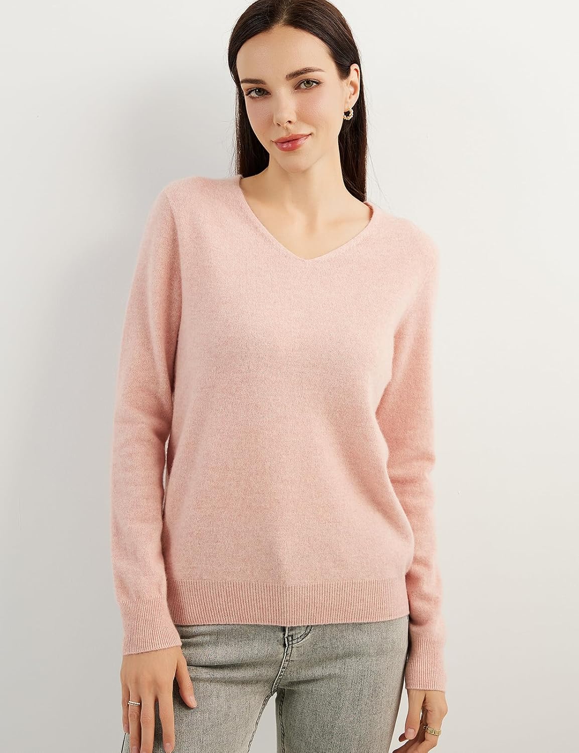 Chanyarn 100% Pure Cashmere Women's Sweater V-Neck Long Sleeve 2025 Fall Winter Warm Soft Knit Pullover