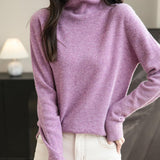 Chanyarn Women's100％メリノウールシームレスセータータートルネックファーストライン長いスリーブニットプルオーバートップを着用する準備ができています