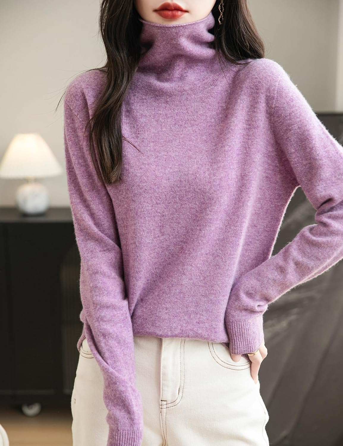 100% Merino Wool Seamless Turtleneck Sweater