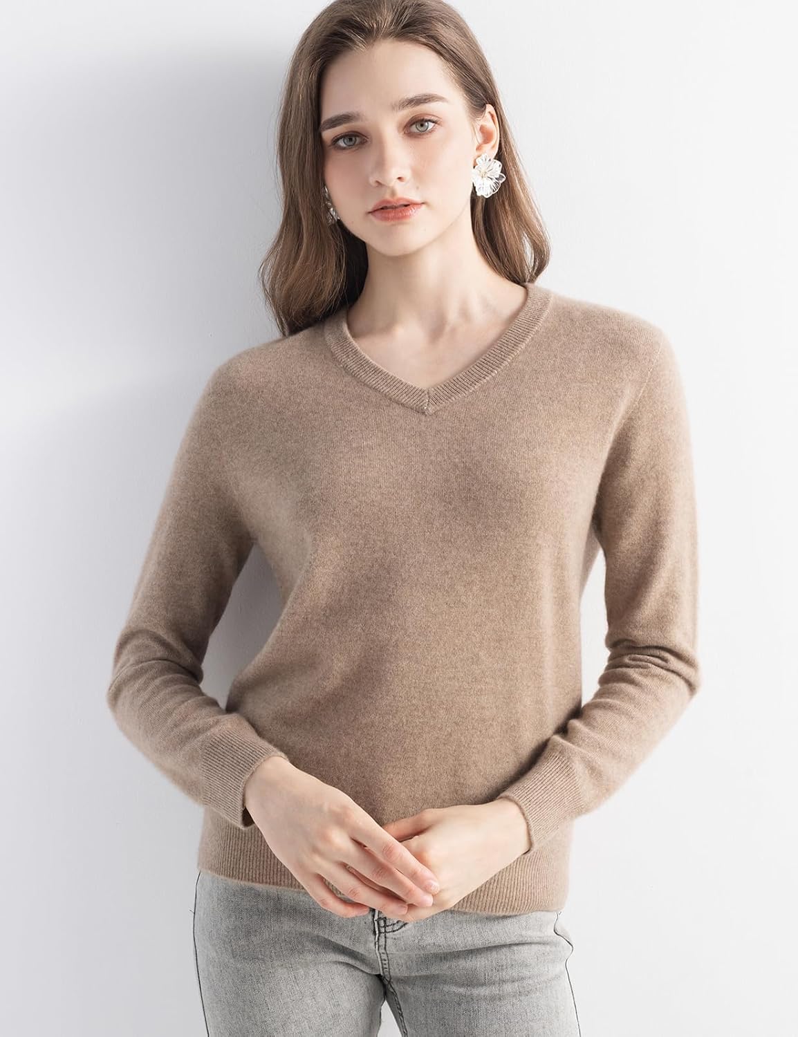 Chanyarn 100% Pure Cashmere Women's Sweater V-Neck Long Sleeve 2025 Fall Winter Warm Soft Knit Pullover