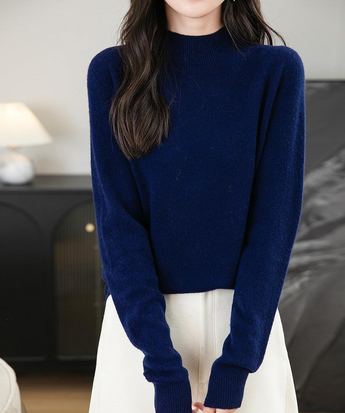 Chanyarn Women's 100% Merino Wool Seamless Sweater Mock Neck First-Line Ready to Wear Long Sleeve Knitted Pullover Tops
