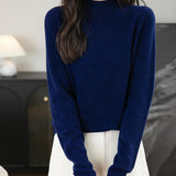 Chanyarn Women's 100% Merino Wool Seamless Sweater Mock Neck First-Line Ready to Wear Long Sleeve Knitted Pullover Tops