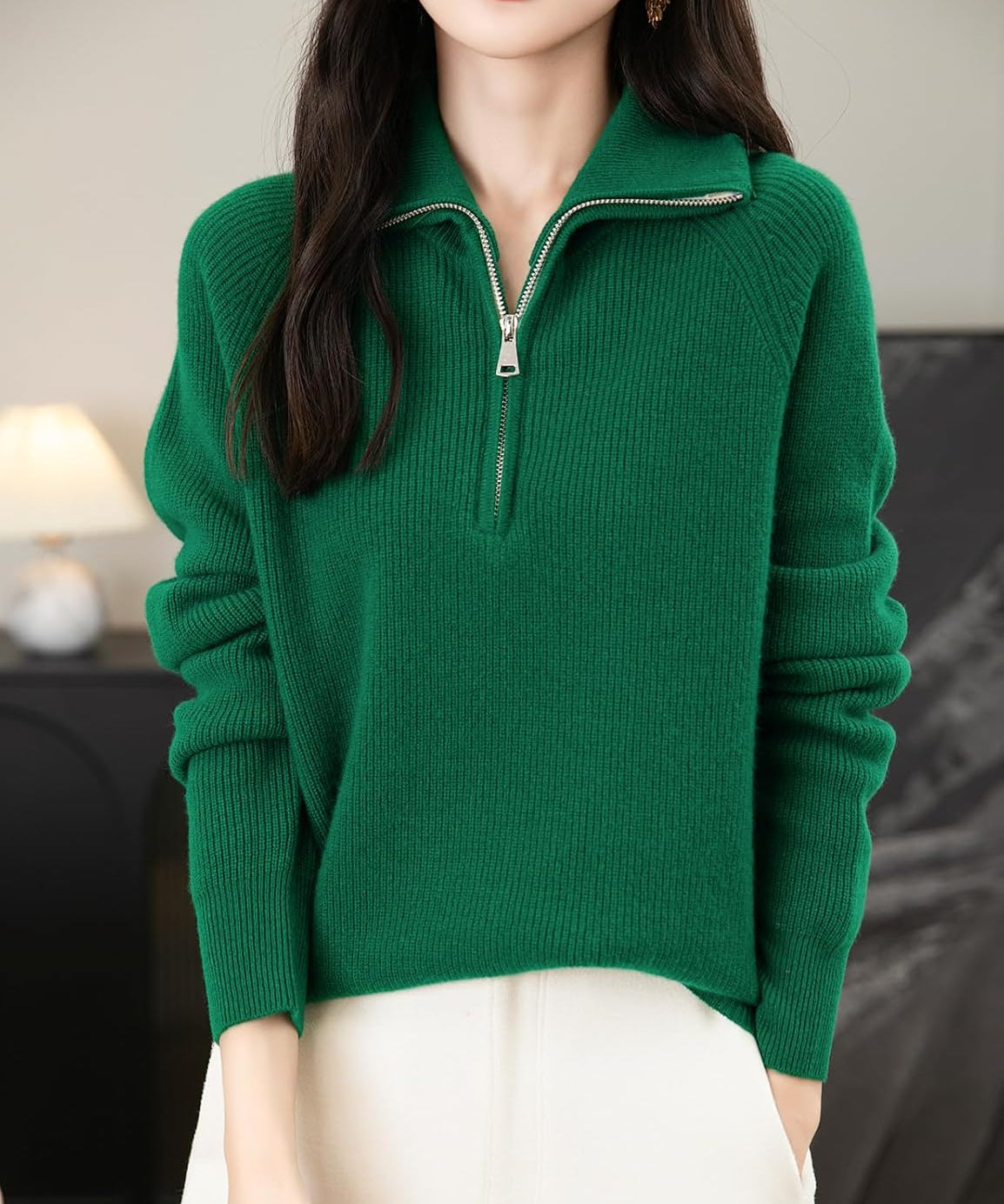 Chanyarn Women's 100% Merino Wool Sweater 2025 Fall Winter 1/4 Zip Pullover Casual Long Sleeve Knit Sweater Tops