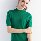 Women's Merino Wool Sweater 2025 Fall Winter Mock Neck Short Sleeve First-Line Ready to Wear Seamless Knit Sweater