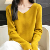 Chanyarn Women's 100% Merino Wool V Neck Sweater 2025 First-Line Ready to Wear Casual Long Sleeve Seamless Knit Sweater