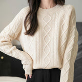 Chanyarn Pull à laine de mérinos de Chanyarn 2025 Automne d'hiver Casual Crewneck à manches longues Câble vintage Pull en tricot