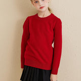 Chanyarn Girls 100% Merino Wool Sweater 2025 Fall Winter Kids Solid Crew Neck Warm Soft Long Sleeve Knit Pullover Jumper