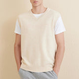 Men's 100% Merino Wool Sweater Vest 2025 Fall Winter Casual Solid V Neck Soft Sleeveless Knitted Sweater Vest
