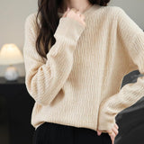 Chanyarn Women's 100% Merino Wool Crew Neck Sweater 2025 Fall Winter Casual Solid Long Sleeve Warm Soft Knitted Sweater