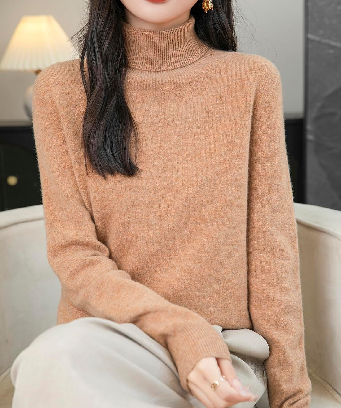 Chanyarn Women's 100% Merino Wool Turtleneck Sweater 2025 First-Line Ready to Wear Long Sleeve Seamless Knit Pullover