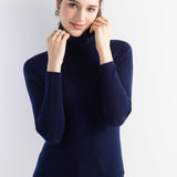 Women's Merino Wool Sweater Fall Winter Turtleneck Rib Long Sleeve First-Line Ready to Wear Seamless Knit Sweater