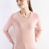 Women's Merino Wool Sweater 2025 Fall Winter V Neck Long Sleeve First-Line Ready to Wear Seamless Knit Sweater