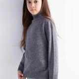 Girls 100% Merino Wool Sweater Fall Winter First-Line Ready to Wear Turtleneck Long Sleeve Seamless Pullover