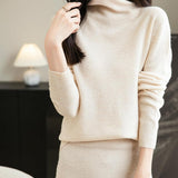 Chanyarn Women's100％メリノウールシームレスセータータートルネックファーストライン長いスリーブニットプルオーバートップを着用する準備ができています