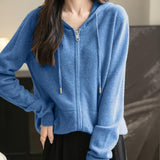 Cardigan de munición larga de manga larga de manga larga de lana 100% merino