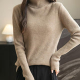 Women's 100% Merino Wool Turtleneck Sweater 2025 Fall Winter Long Sleeve Warm Soft Ribbed Knit Pullover Sweater