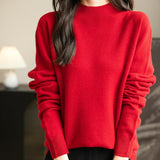 Chanyarn Women's 100% Merino Wool Seamless Sweater Mock Neck First-Line Ready to Wear Long Sleeve Knitted Pullover Tops