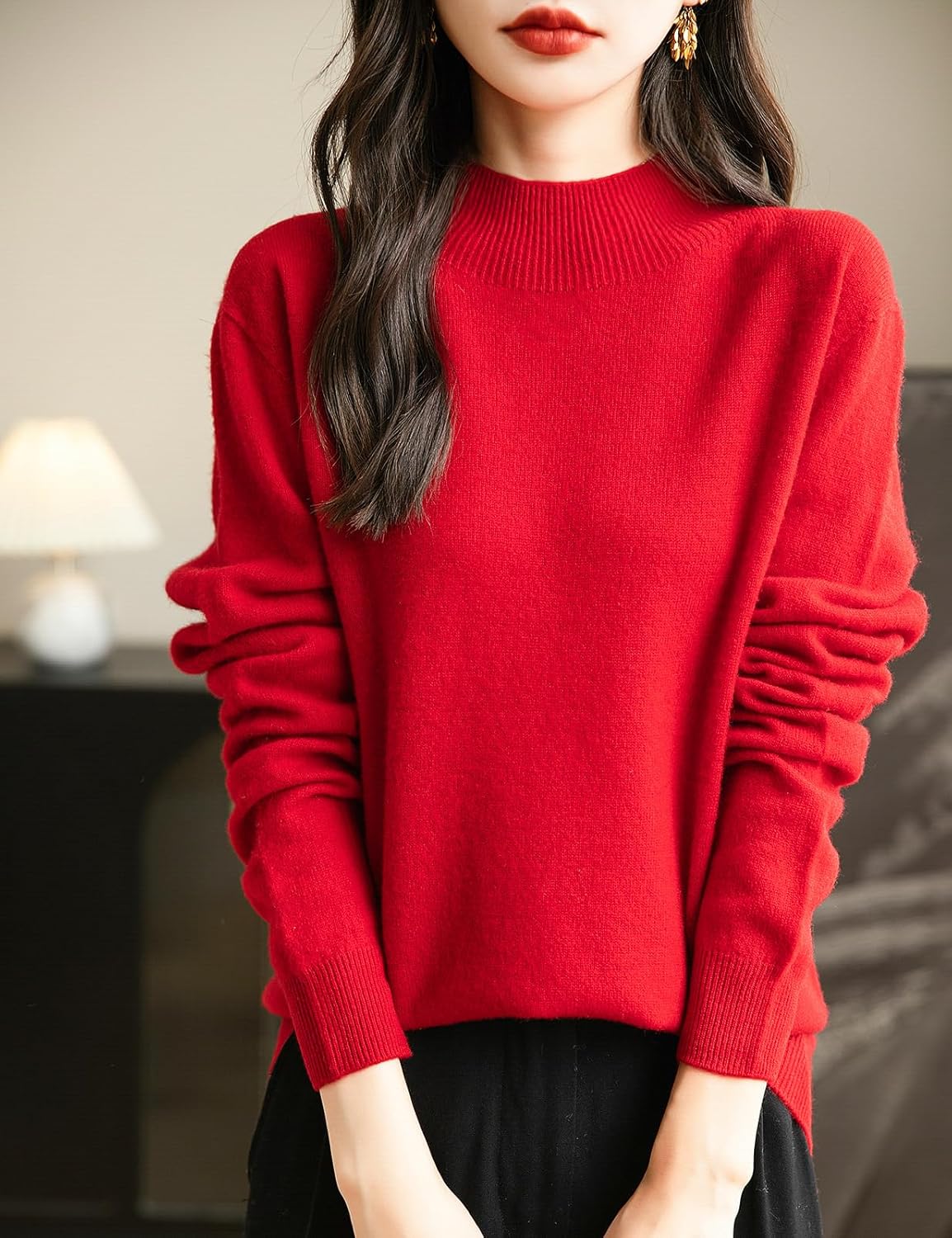 100% Merino Wool Seamless Mockneck Sweater