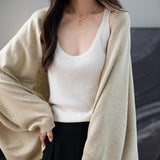 Women's Merino Wool Blend Oversized Cardigan Sweater 2025 Fall Winter Fashion Casual Batwing Sleeve Knit Cardigan