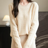 Chanyarn Women's Crew Neck 100% Merino Wool Sweater 2025 Otoño Invierno Cable Cable de manga larga suave suave suéter de manga larga