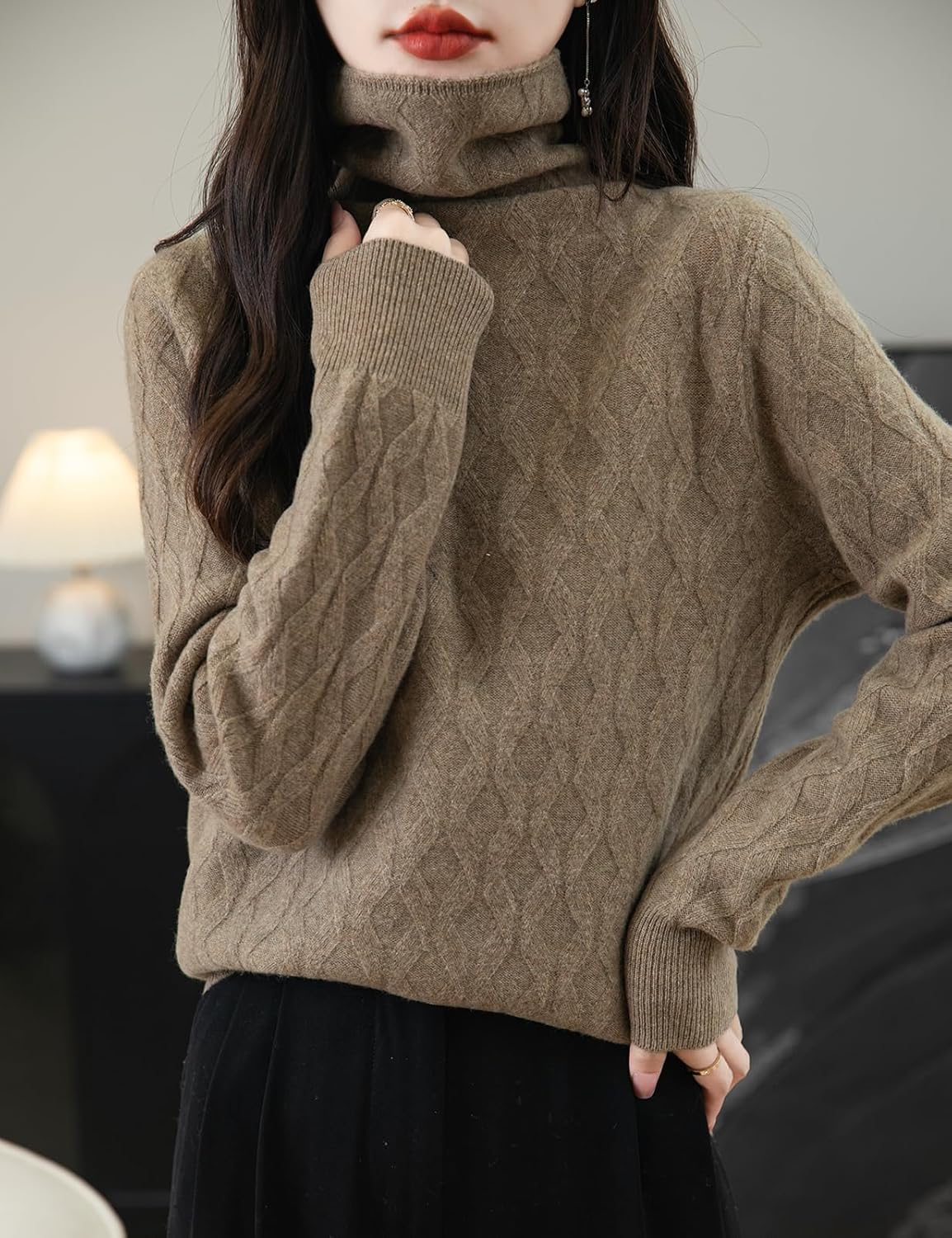 Chanyarn femenino suéter de lana 100% merino 2025 otoño invierno tortuga sólida de manga larga jersey de manga de manga larga