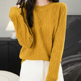 Suéter de lana 100% merino de chanyarn femenino 2025 otoño invierno Básico Básico Cable de manga larga Cabina de manga larga Sétero de cable de punto