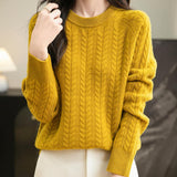Chanyarn Women's Crew Neck 100% Merino Wool Sweater 2025 Otoño Invierno Cable Vintage Capas de manga larga cálida