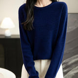 Women's 100% Merino Wool 2025 Fall Winter Crewneck First-Line Ready to Wear Long Sleeve Seamless Knit Sweater