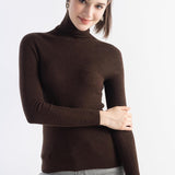 Women's Merino Wool Sweater Fall Winter Turtleneck Rib Long Sleeve First-Line Ready to Wear Seamless Knit Sweater