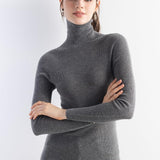 Women's Merino Wool Sweater Fall Winter Turtleneck Rib Long Sleeve First-Line Ready to Wear Seamless Knit Sweater