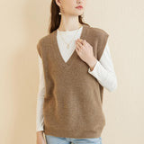 Women's 100% Merino Wool Sweater Vest 2025 Spring Classic V Neck Casual Sleeveless Knit Sweater Vest