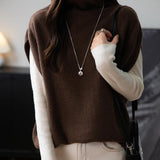 Women's Merino Wool Oversized Sweater Vest 2025 Fall Winter Casual Loose Turtleneck Sleeveless Knit Pullover Sweater