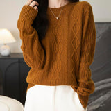 CHanyarn Women's Crew Neck 100% Micchiale in lana merino 2025 inverno casual casual vintage morbida a maniche lunghe a maniche lunghe maglione