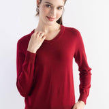 Women's Merino Wool Sweater 2025 Fall Winter V Neck Long Sleeve First-Line Ready to Wear Seamless Knit Sweater