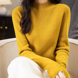 Chanyarn Women's 100% Merino Wool Seamless Sweater Mock Neck First-Line Ready to Wear Long Sleeve Ribbed Knit Pullover