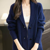 Chanyarn Women's 100% Merino Wool Sweater 2025 Fall Winter V Neck Lapel Button Down Long Sleeve Knit Cardigan with Pocket