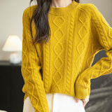 Chanyarn Pull à laine de mérinos de Chanyarn 2025 Automne d'hiver Casual Crewneck à manches longues Câble vintage Pull en tricot
