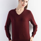 Women's Merino Wool Sweater 2025 Fall Winter V Neck Long Sleeve First-Line Ready to Wear Seamless Knit Sweater