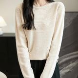 Women's 100% Merino Wool 2025 Fall Winter Crewneck First-Line Ready to Wear Long Sleeve Seamless Knit Sweater