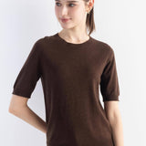 Women's Merino Wool Sweater 2025 Fall Winter Crew Neck Short Sleeve First-Line Ready to Wear Seamless Knit Sweater