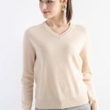 Women's 100% Pure Cashmere Women's Sweater V-Neck Long Sleeve 2025 Fall Winter Warm Soft Knit Pullover