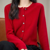 Chanyarn Women's Crewneck 100% Merino Wool Sweater 2025 Spring Fall Solid Long Sleeve Seamless Knitted Cardigan Sweater