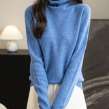 Chanyarn Women's100％メリノウールシームレスセータータートルネックファーストライン長いスリーブニットプルオーバートップを着用する準備ができています