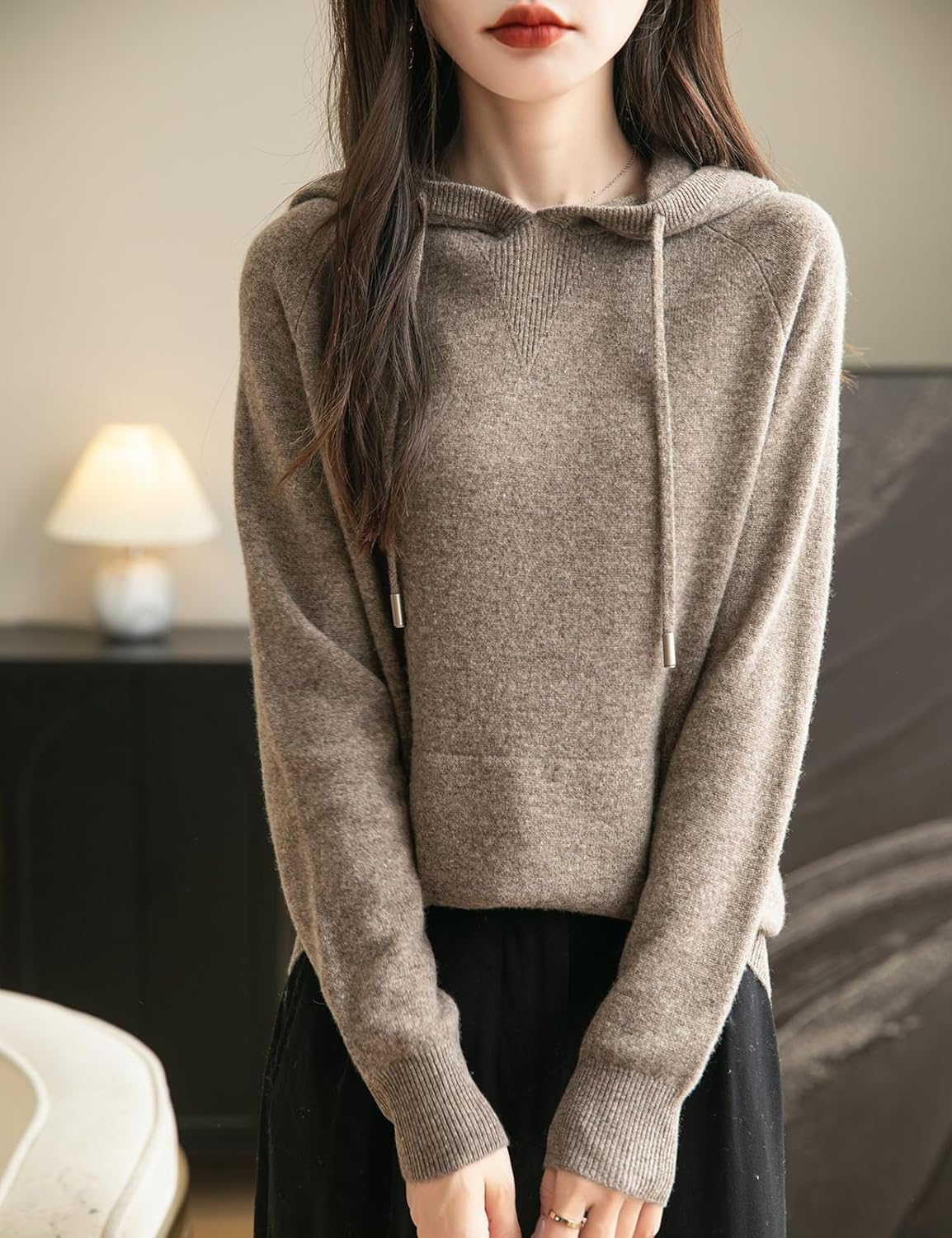 Women's 100% Merino Wool Hoodies 2025 Fall Winter Warm Soft Sweater Long Sleeve Knitted Sweatshirt with Pocket