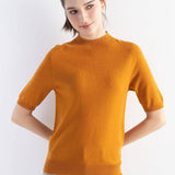 Women's Merino Wool Sweater 2025 Fall Winter Mock Neck Short Sleeve First-Line Ready to Wear Seamless Knit Sweater