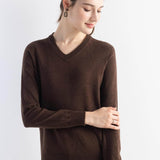 Women's Merino Wool Sweater 2025 Fall Winter V Neck Long Sleeve First-Line Ready to Wear Seamless Knit Sweater