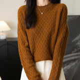 Chanyarn Women's Crew Neck 100% Merino Wool Sweater 2025 Otoño Invierno Clásico Vintage Cable Vintage Cálido de manga larga Sétera de manga larga