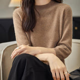 Chanyarn Women's 100% Merino Wool Short Sleeve Sweater Spring Summer Crewneck Lightweight Ribbed Knitted Pullover Tops